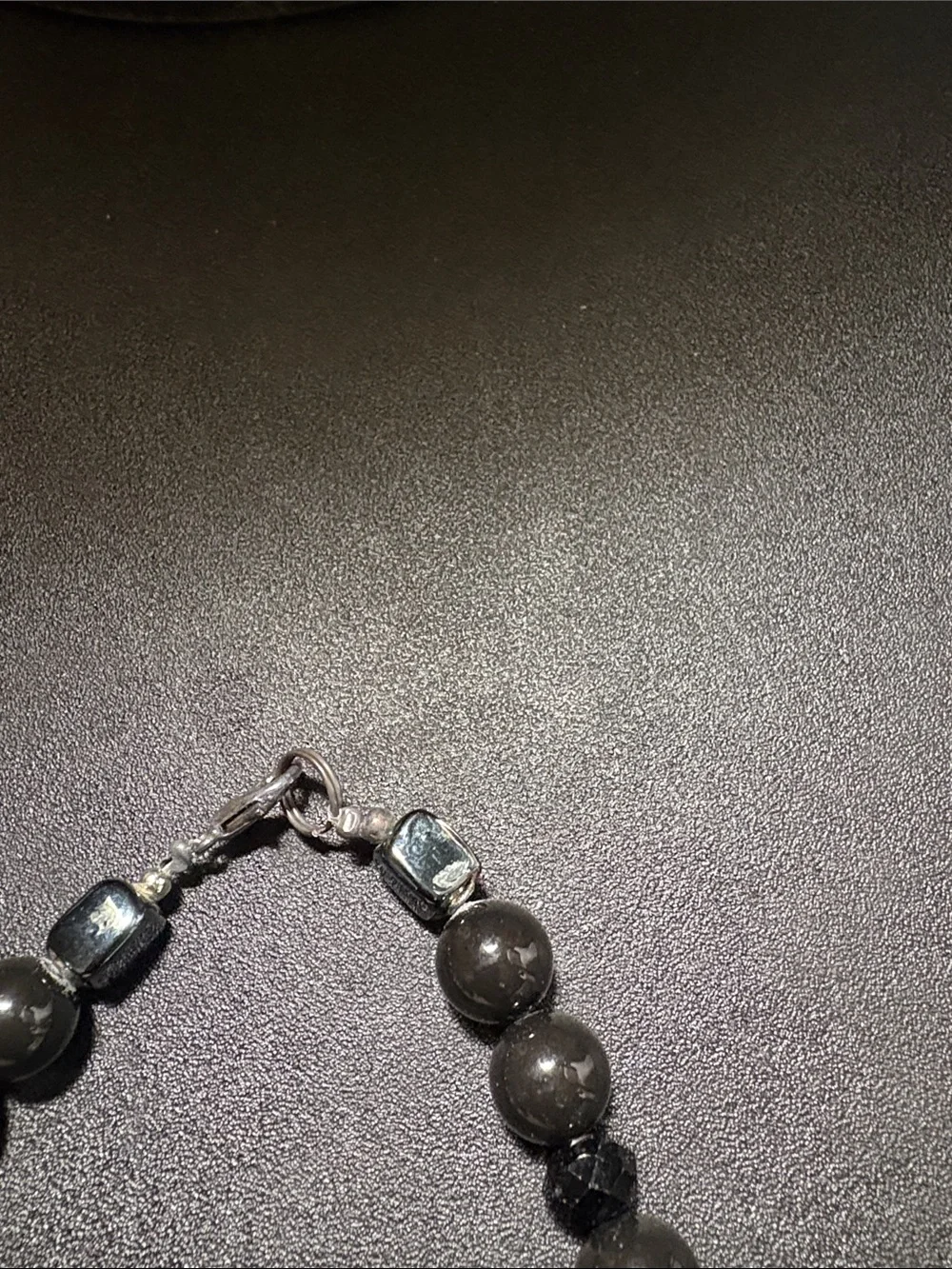 Black and Blue Beaded Necklace with Statement Blue Focal Bead